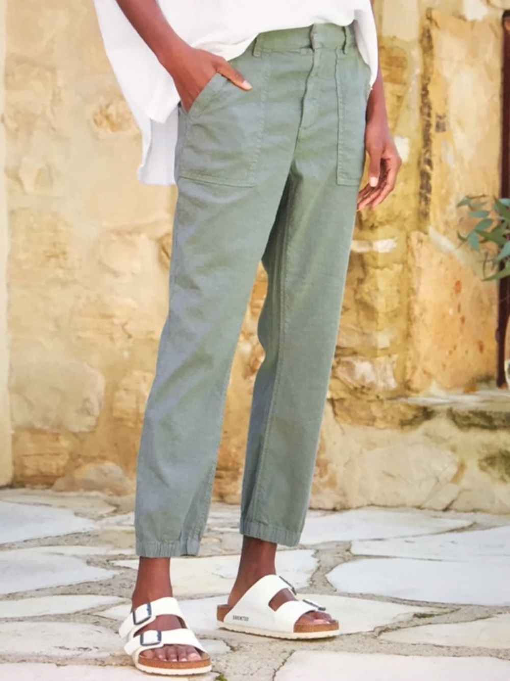 Frank & Eileen Jameson Mid-Rise Cotton & Linen Jogger Ankle Pant